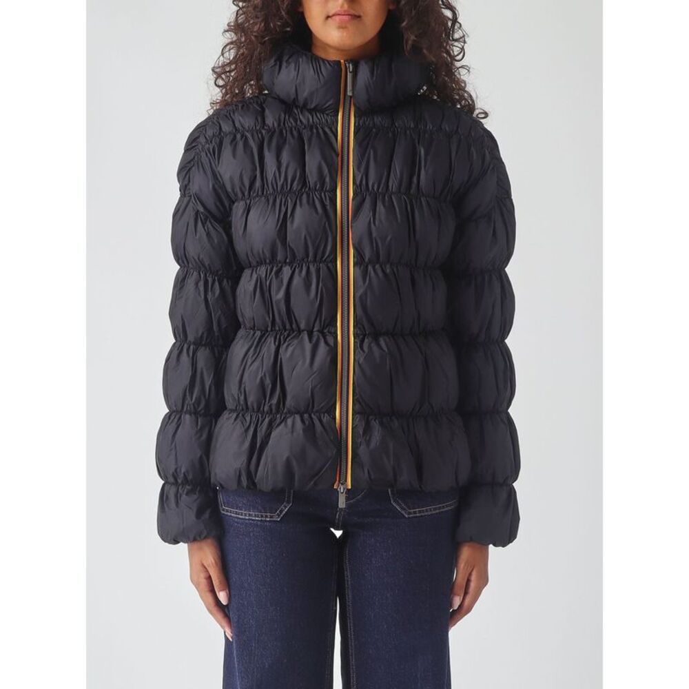 K-Way Women K-Way Frayn Short Waterproof Rayon Puffer Jacket With Funnel Neck